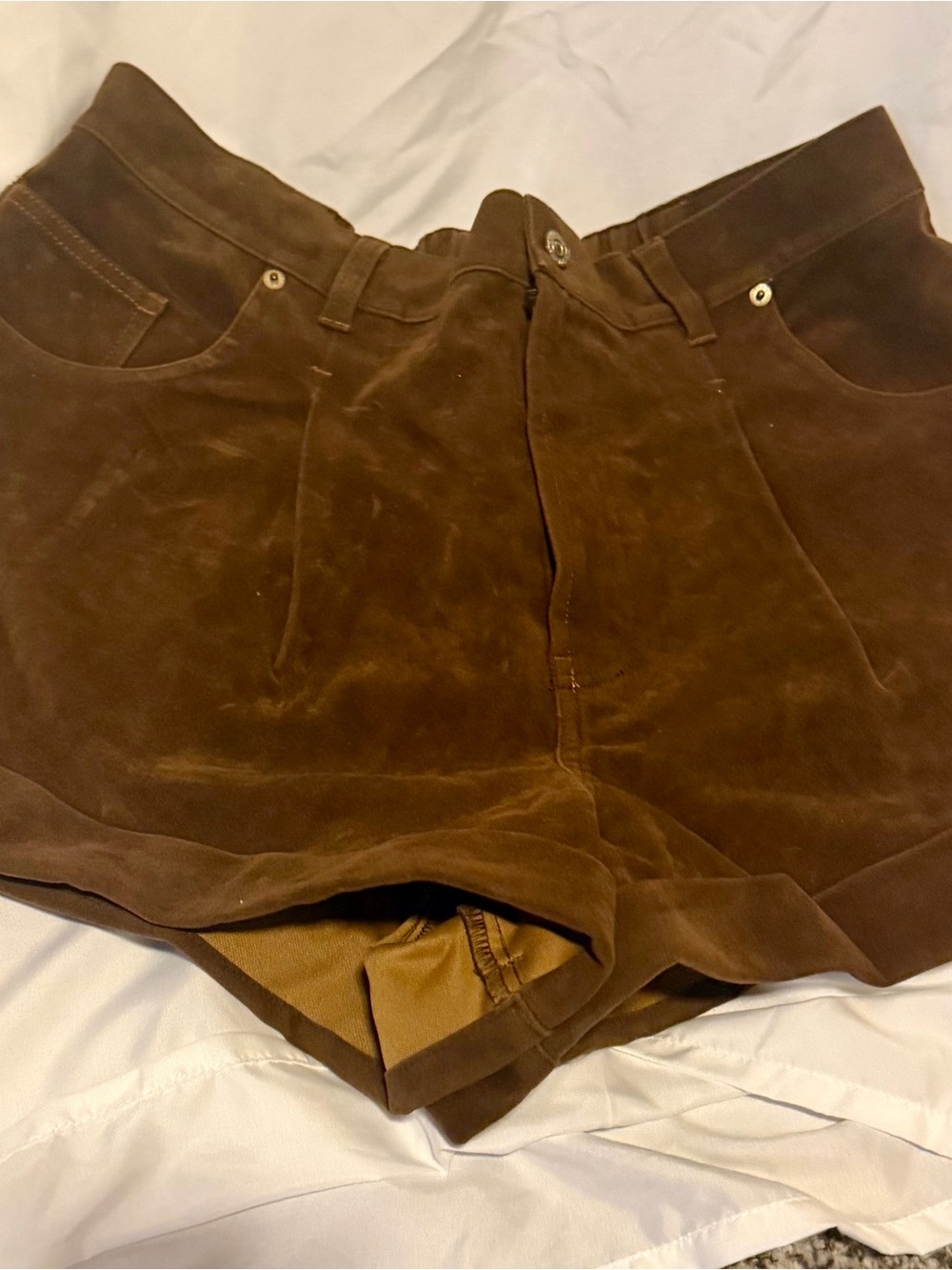 Free People High Waist Brown Velvet Shorts